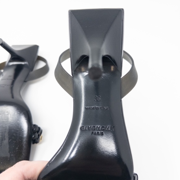 Givenchy Double G Logo Chain Link Black Gold Link Sandals Heels Pumps Size 36 EU - Picture 7 of 7